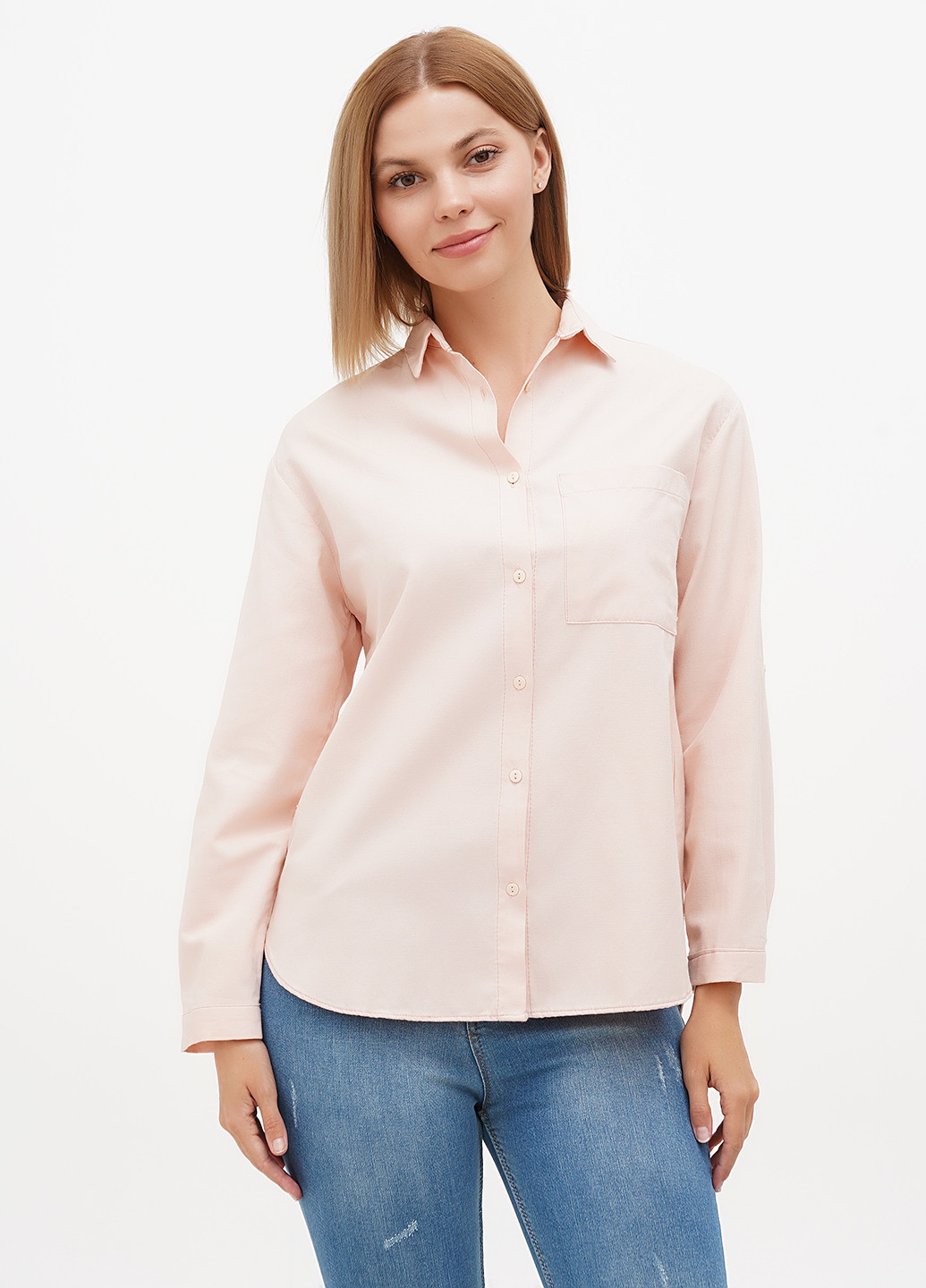 Пудровая кэжуал рубашка однотонная Sassofono Club