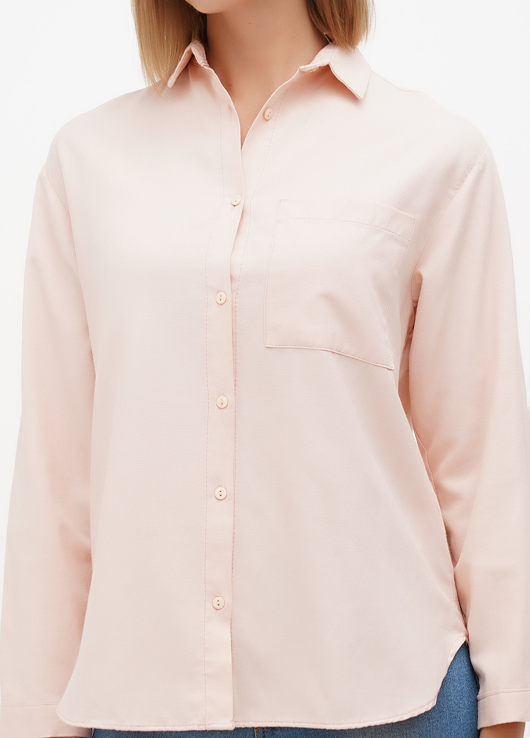 Пудровая кэжуал рубашка однотонная Sassofono Club