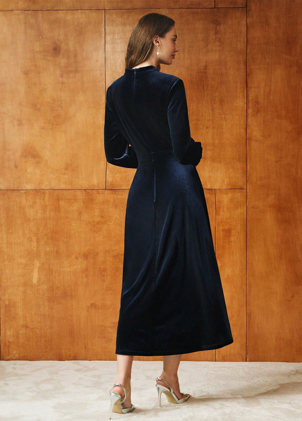 Синее кэжуал платье а-силуэт SHEIN однотонное