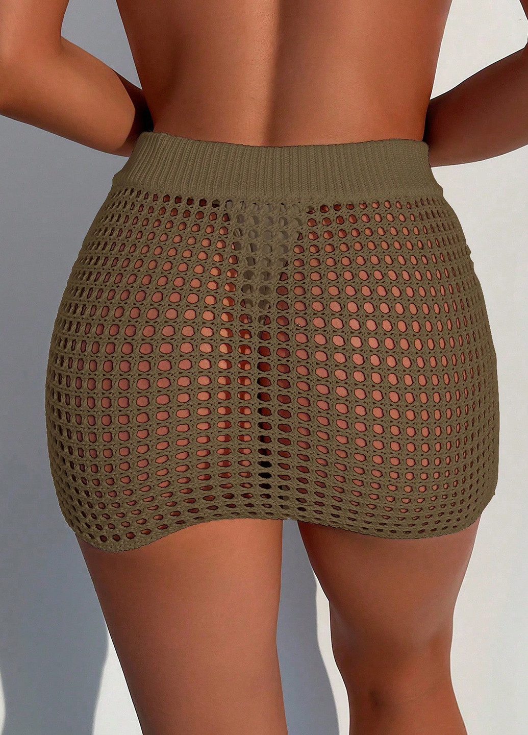 Темно-бежевая пляжный однотонная юбка SHEIN