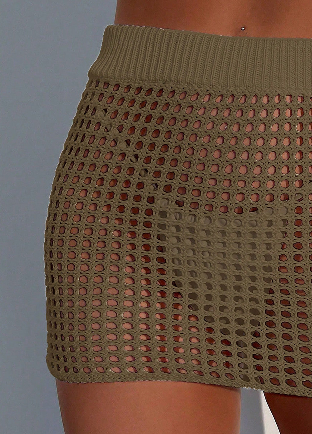 Темно-бежевая пляжный однотонная юбка SHEIN