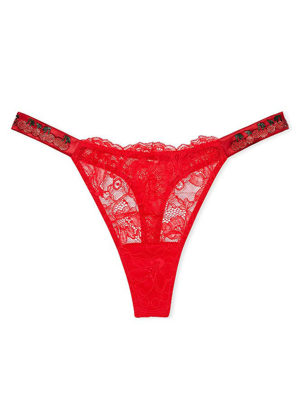 Червоний демісезонний комплект (трусики, пояс для панчіх) Victoria's Secret