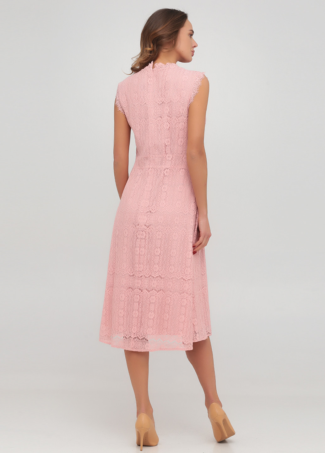 Светло-розовое коктейльное платье клеш The J. Peterman Company однотонное