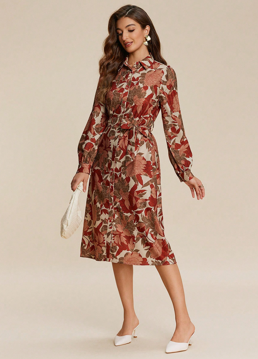 Комбинированное кэжуал платье а-силуэт SHEIN с цветочным принтом