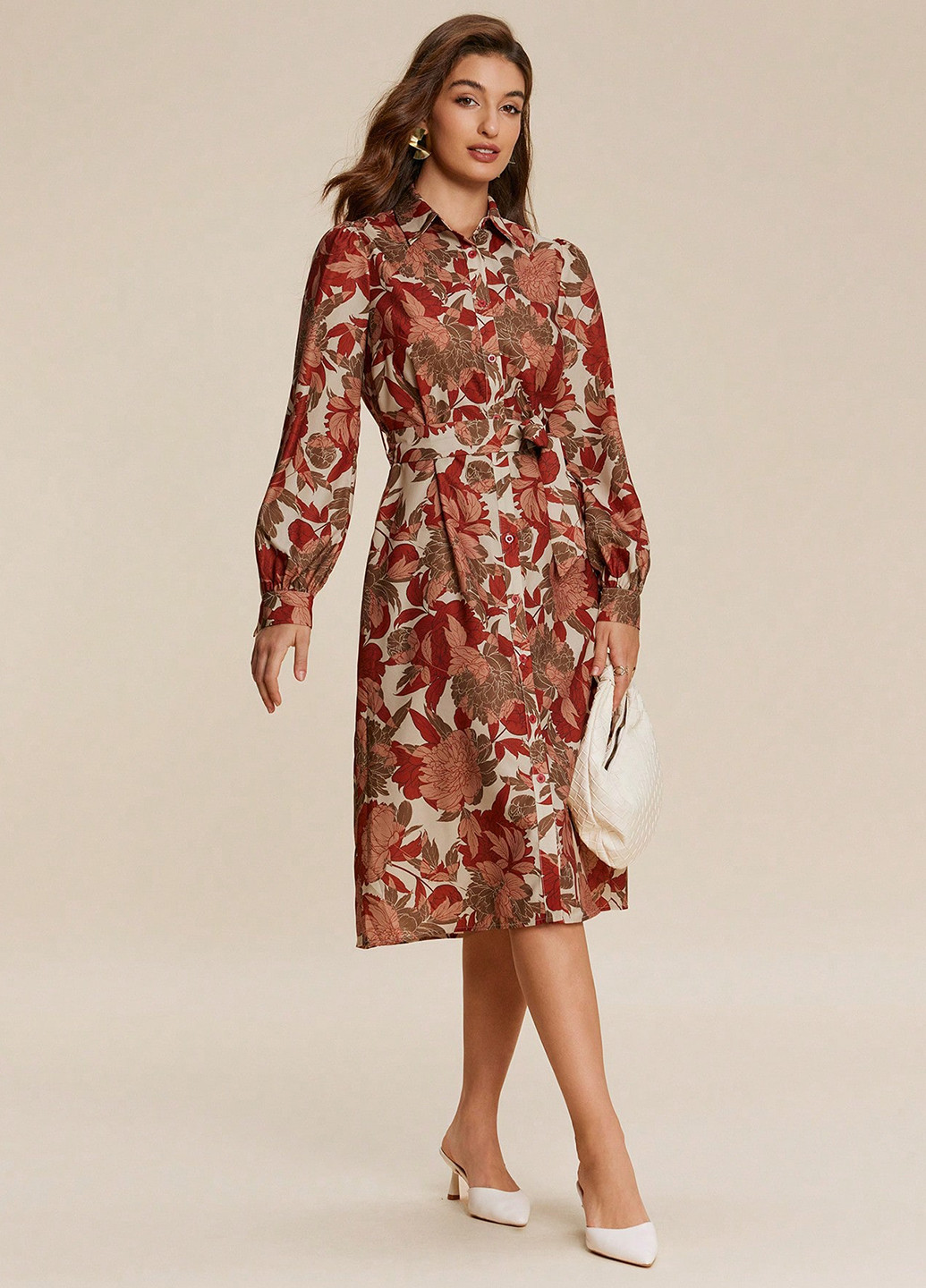 Комбинированное кэжуал платье а-силуэт SHEIN с цветочным принтом