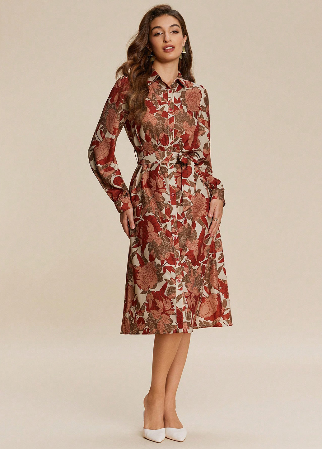 Комбинированное кэжуал платье а-силуэт SHEIN с цветочным принтом