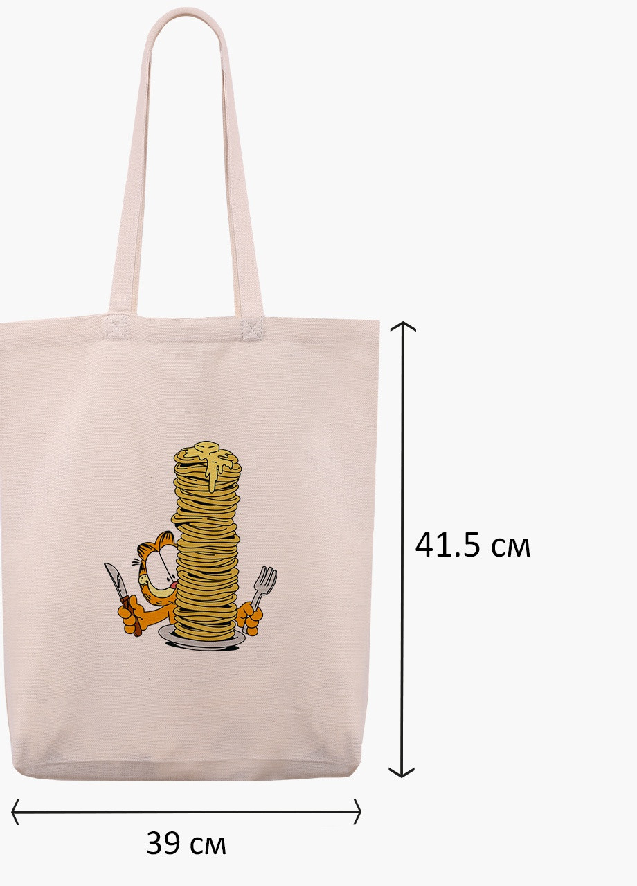 Эко сумка шоппер белая Гарфилд (Garfield) (9227-2042-WTD) Еко сумка шоппер біла 41*39*8 см MobiPrint (215977388)