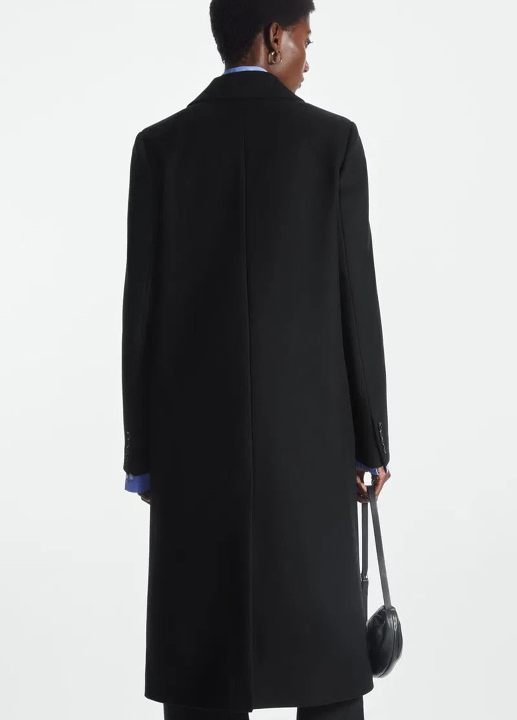 Черное демисезонное Пальто однобортное Cos