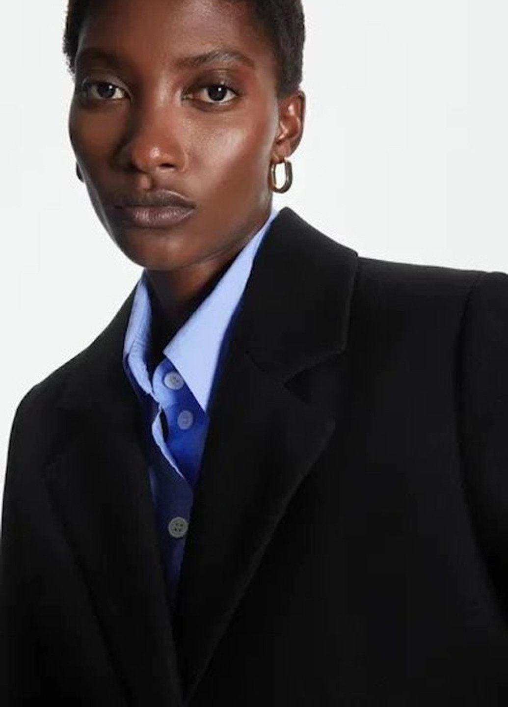 Черное демисезонное Пальто однобортное Cos