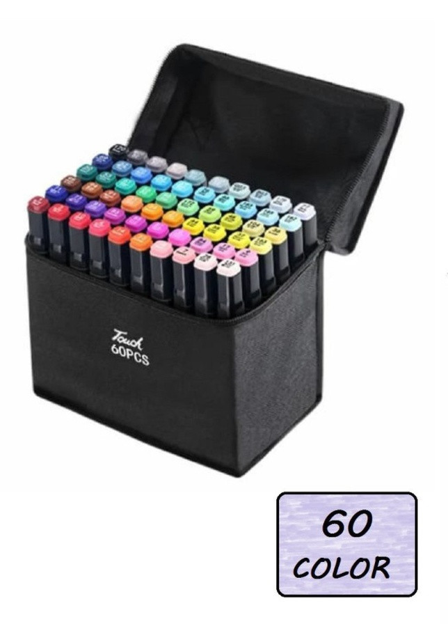 Набір спиртових сучасних скетч маркерів для малювання 60шт./уп. двосторонні професійні фломастери з чохлом Touch (252256709)
