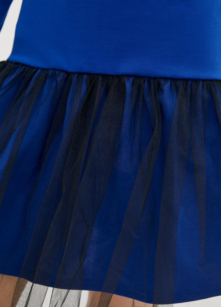 Синее вечернее синее женское платье с фатином клеш Podium однотонное