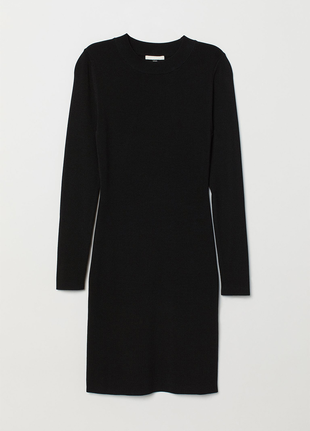 Черное кэжуал платье футляр, платье-свитер H&M однотонное