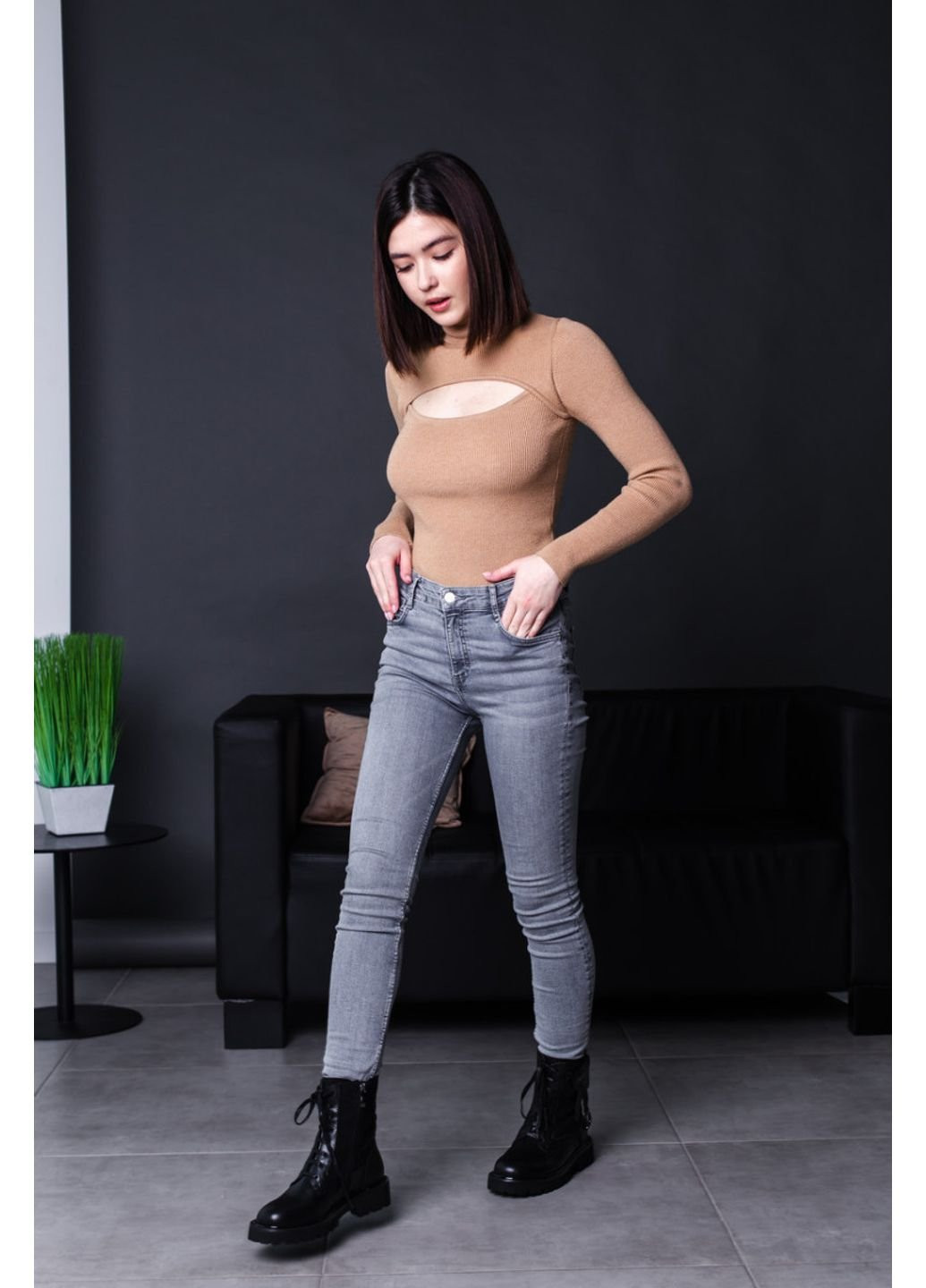 Осенние ботинки женские ransom 3454 40 25,5 см черный Fashion из искусственной кожи