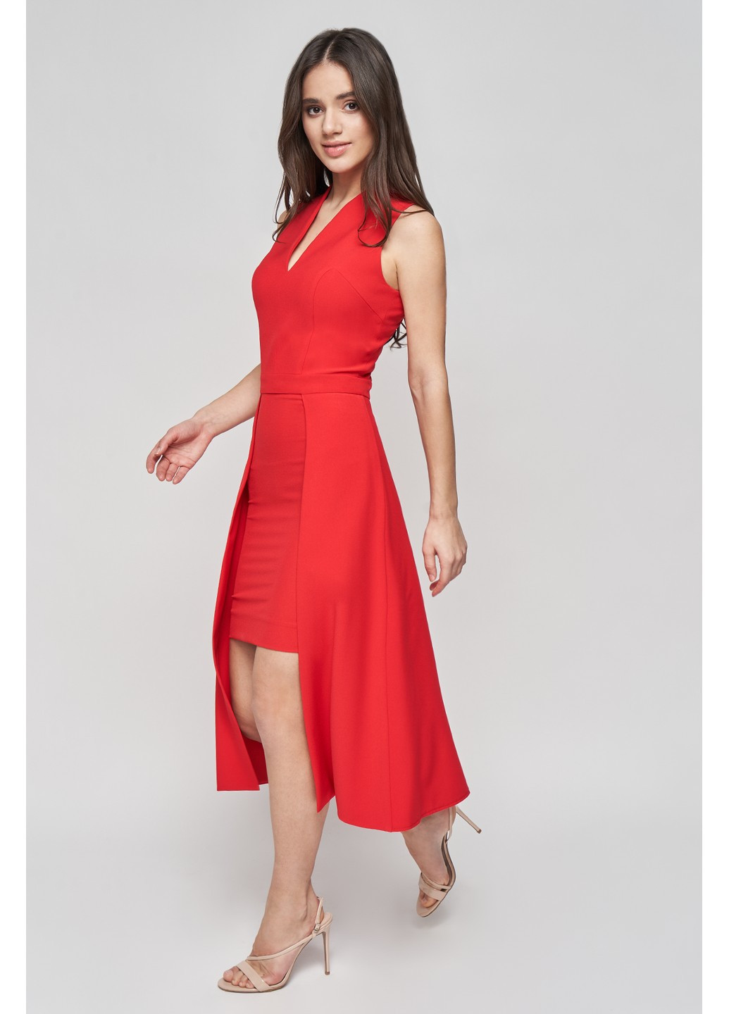 Червона коктейльна сукня аврора зі шлейфом, футляр BYURSE однотонна