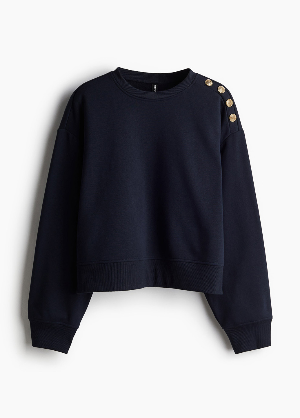 Темно-синий свитшот H&M однотонный пуговицы (362622307)