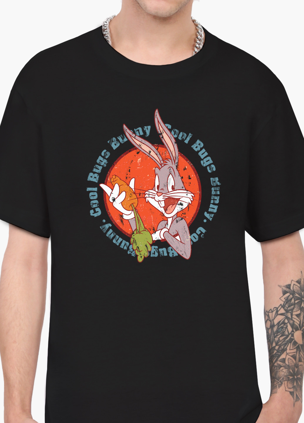 Черная футболка мужская багз банни луни тюнз (bugs bunny looney tunes) (9223-2886-1) xxl MobiPrint
