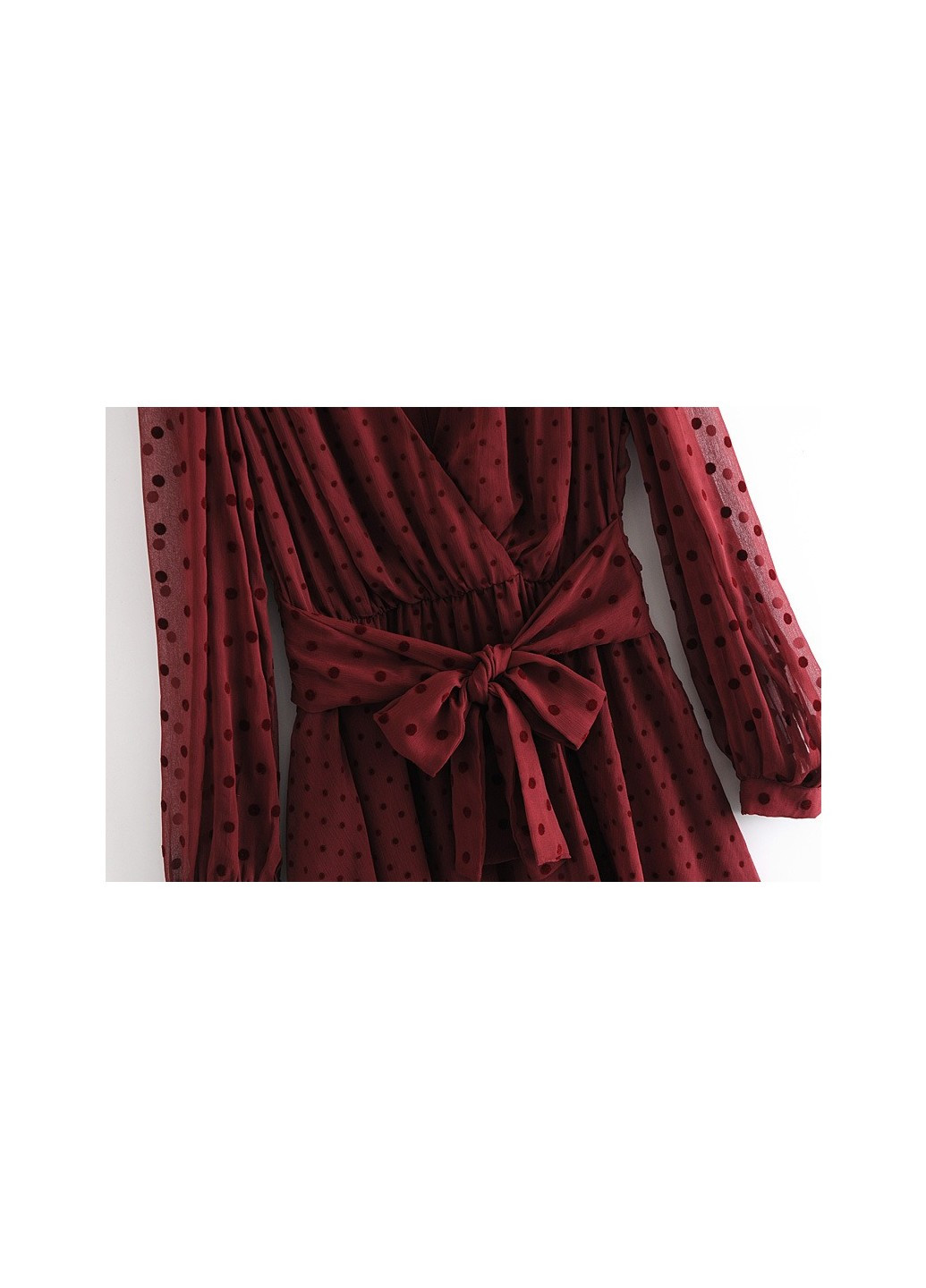 Бордовое кэжуал платье женское мини vinous Berni Fashion в горошек