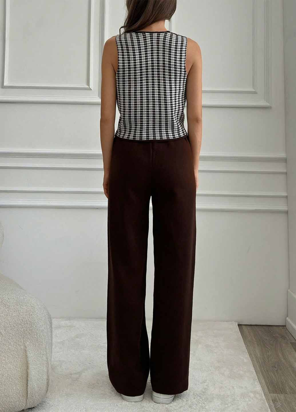 Темно-коричневий демісезонний комплект (жилет, штани) SHEIN
