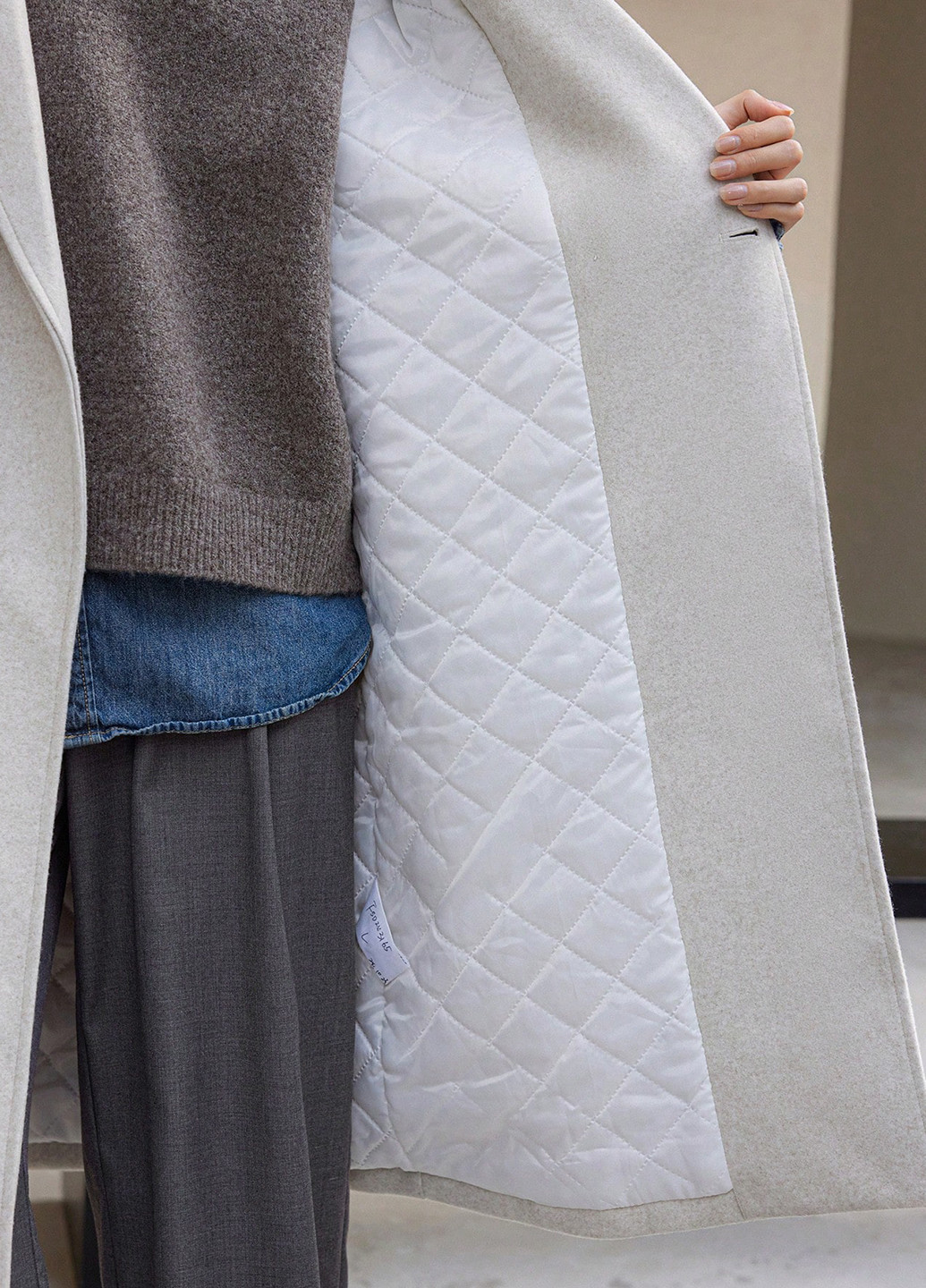 Бежеве демісезонне Пальто двобортне SHEIN