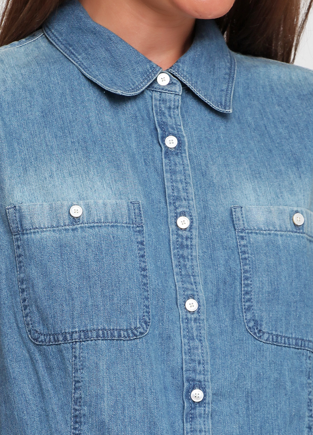 Голубой джинсовая рубашка однотонная Talbots
