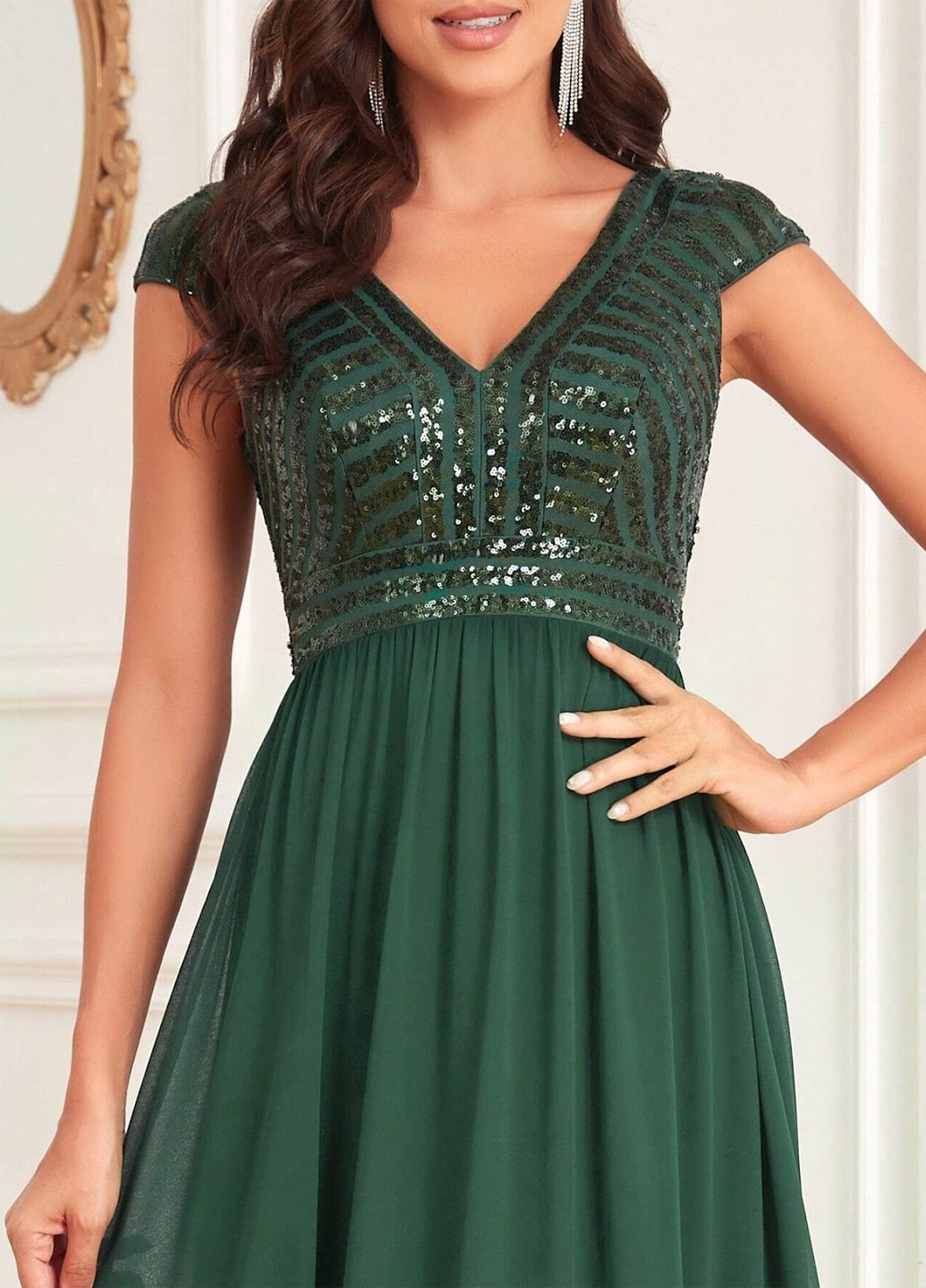 Зеленое вечернее платье SHEIN однотонное