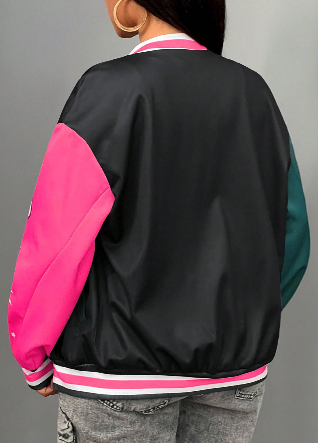 Бомбер SHEIN бейсбольний на кнопках (344453471)