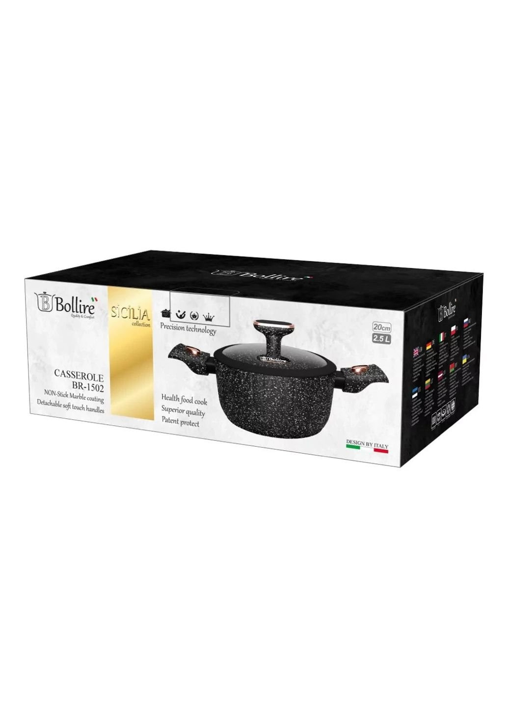 Каструля зі скляною кришкою Sicilia BR-1503 24 см 4.5 л Bollire (253627139)