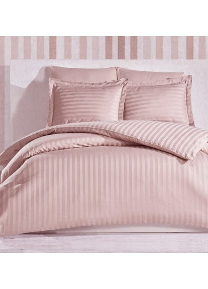 Комплект постельного белья Stripe Flour сатин-страйп пудровый полуторный SoundSleep (208688536)