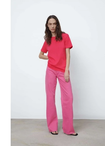 Футболка Базовая асимметричная PS13 S Темная фуксия Zara - (222156779)