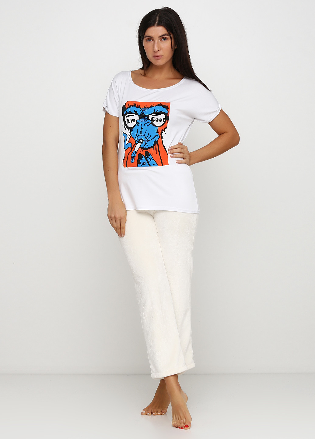 Молочная всесезон пижама (футболка, брюки) футболка + бриджи Ghazel