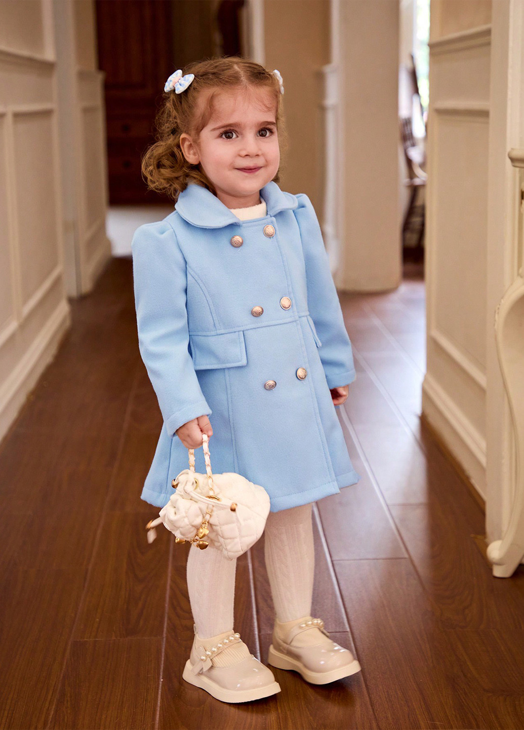 Блакитне демісезонне Пальто двобортне SHEIN