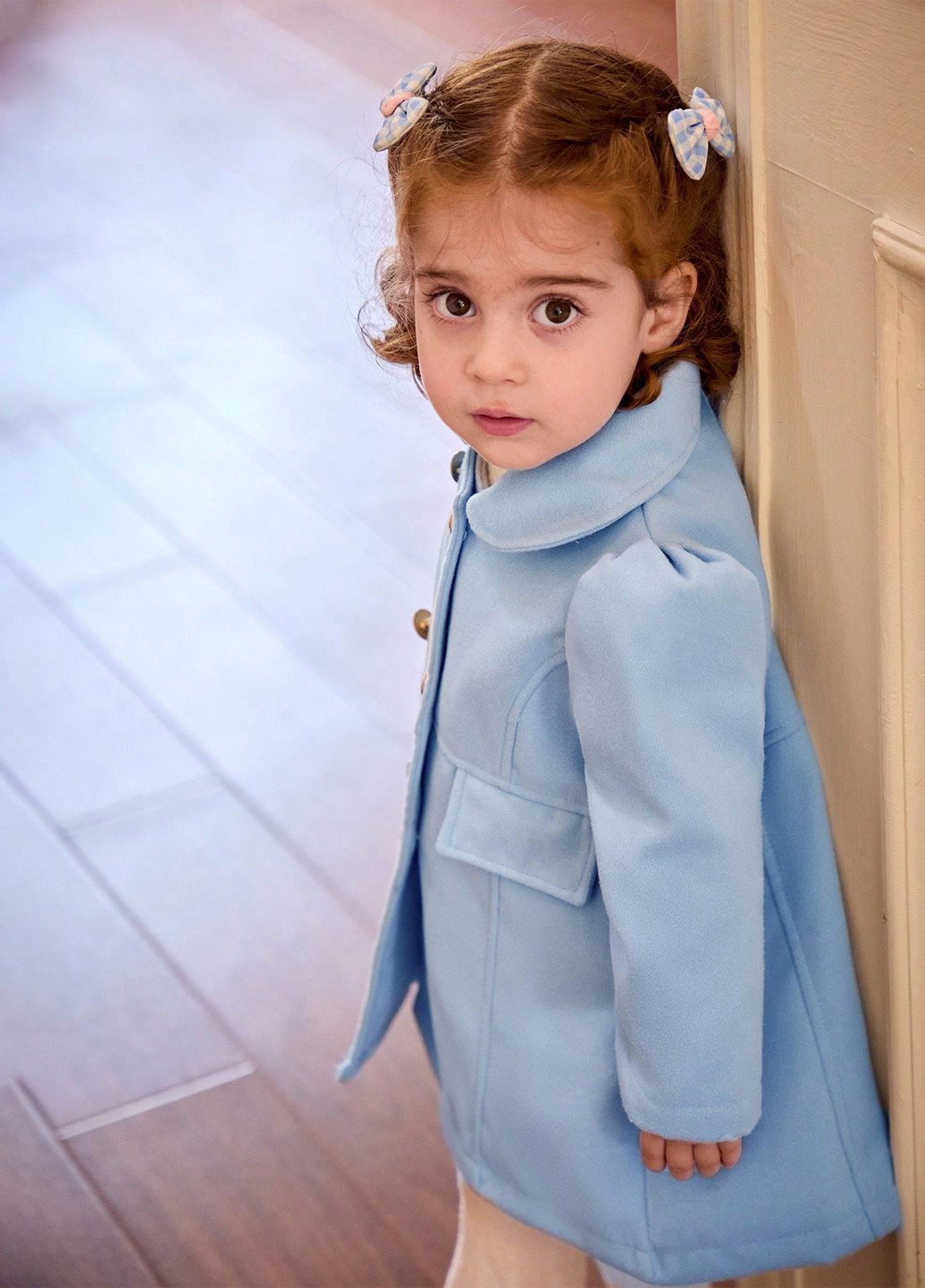 Блакитне демісезонне Пальто двобортне SHEIN