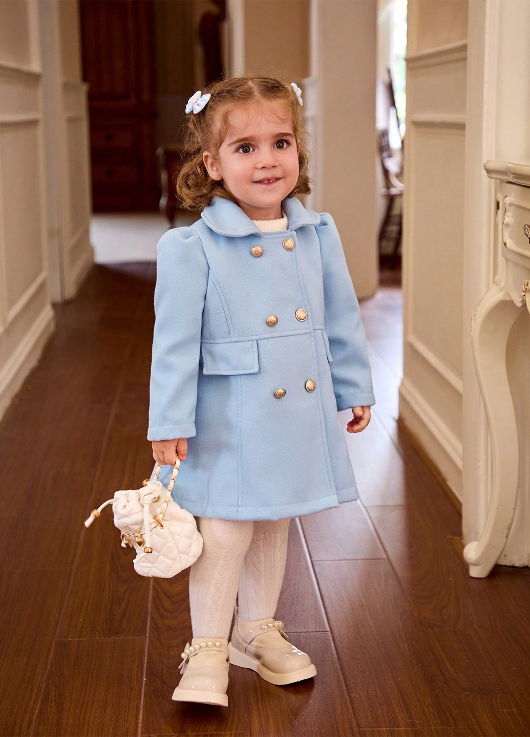 Блакитне демісезонне Пальто двобортне SHEIN