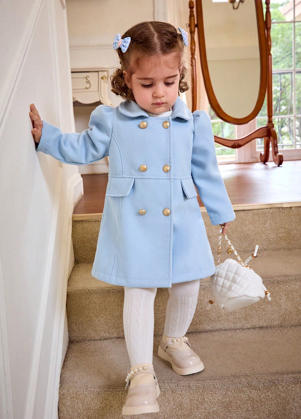 Блакитне демісезонне Пальто двобортне SHEIN