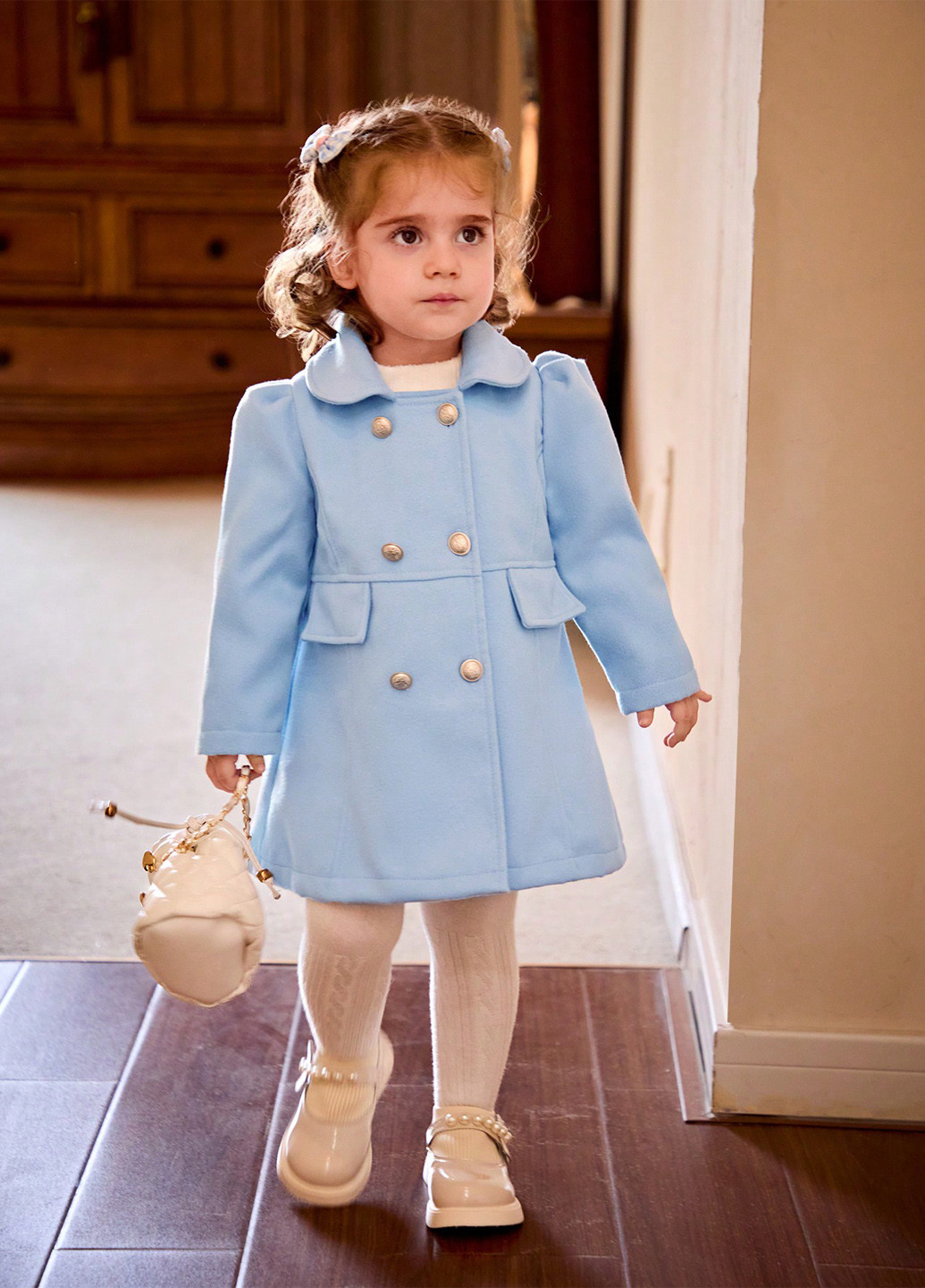 Блакитне демісезонне Пальто двобортне SHEIN