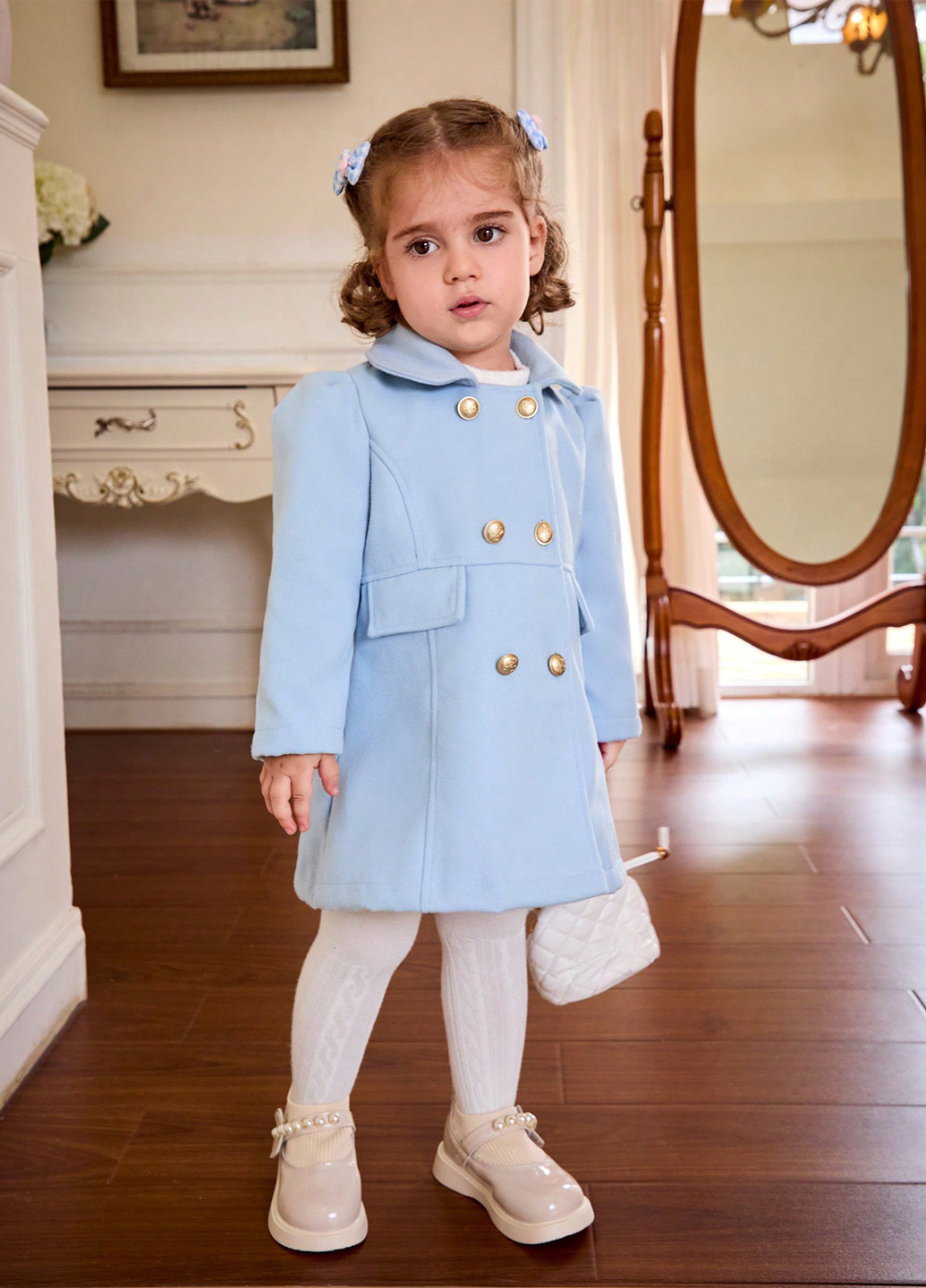 Блакитне демісезонне Пальто двобортне SHEIN