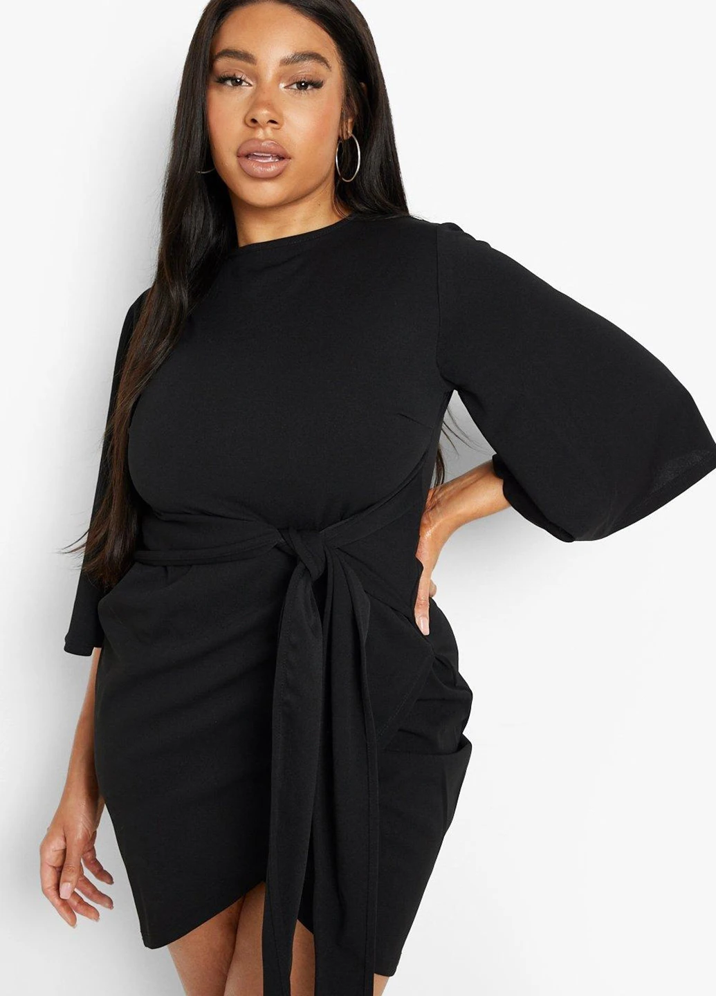 Черное кэжуал платье Boohoo однотонное