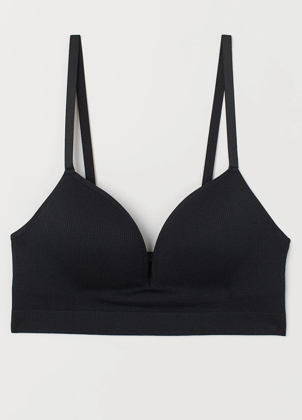 Чёрный топ бюстгальтер H&M с косточками полиамид