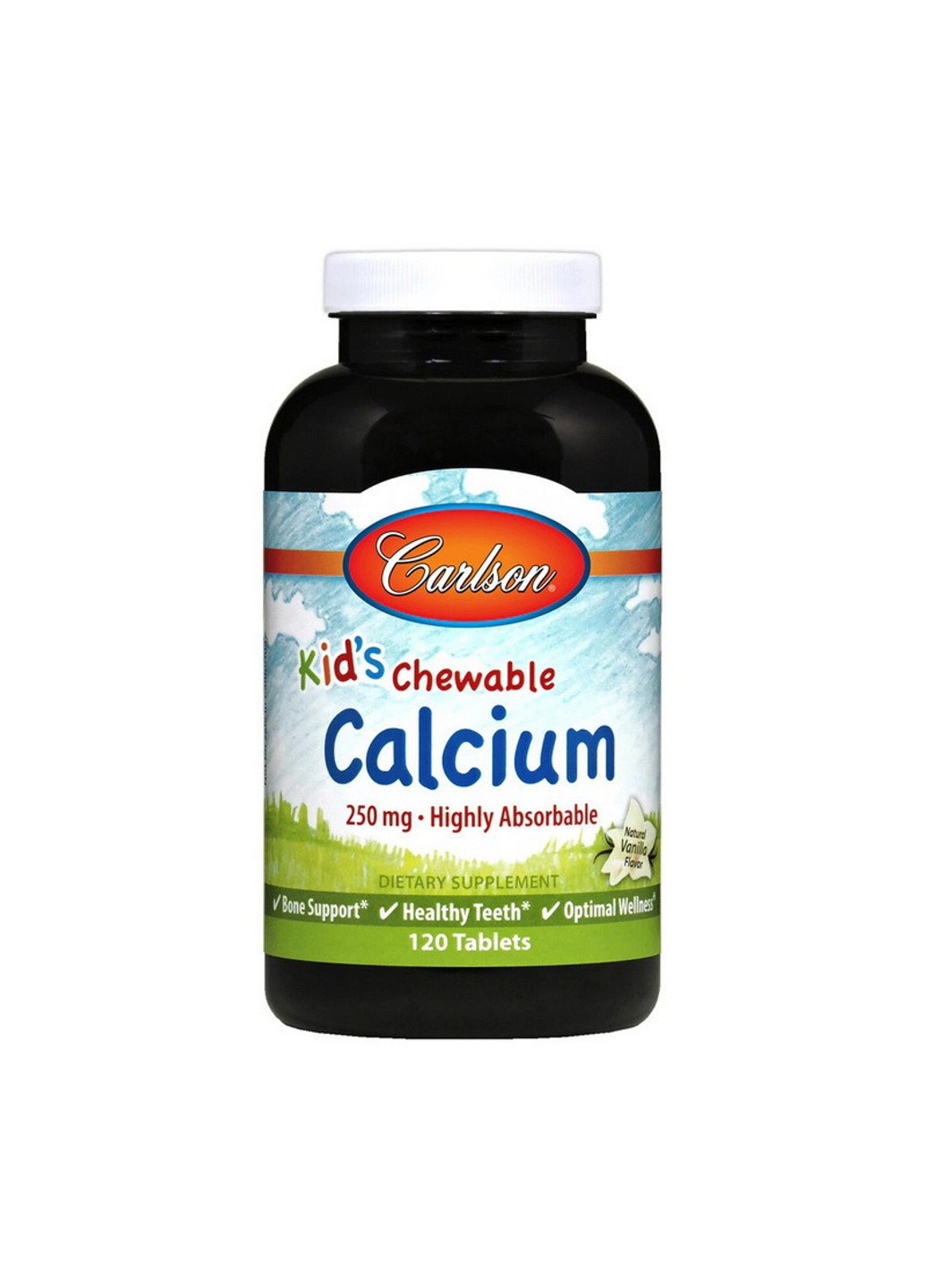 Жевательный кальций для детей Kid`s Chewable Calcium 250 mg (120 жев, ваниль) карлсон лаб Carlson Labs (255408926)