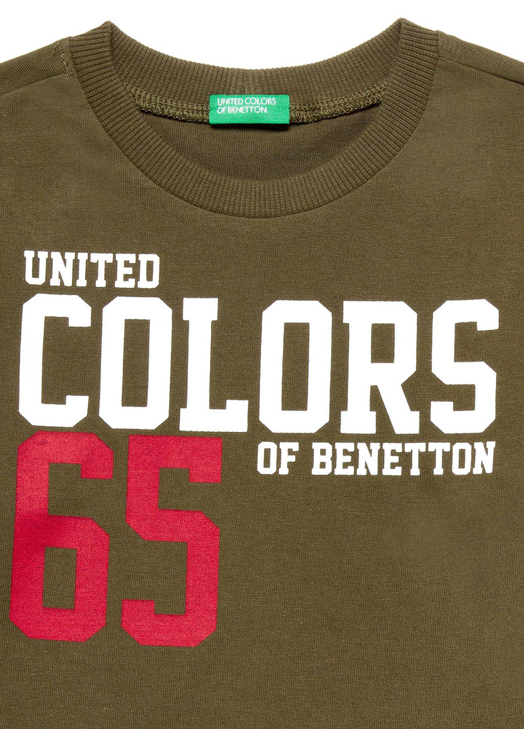 Оливковый (хаки) демисезонный кэжуал лонгслив United Colors of Benetton с рисунком