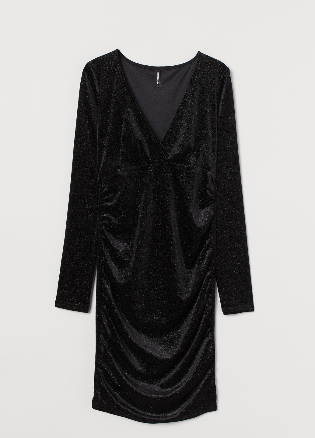 Черное кэжуал платье велюр H&M однотонное