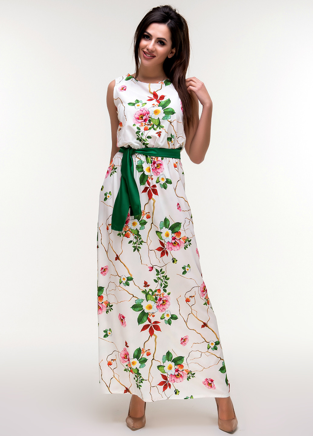 Белое кэжуал платье Olsa с цветочным принтом