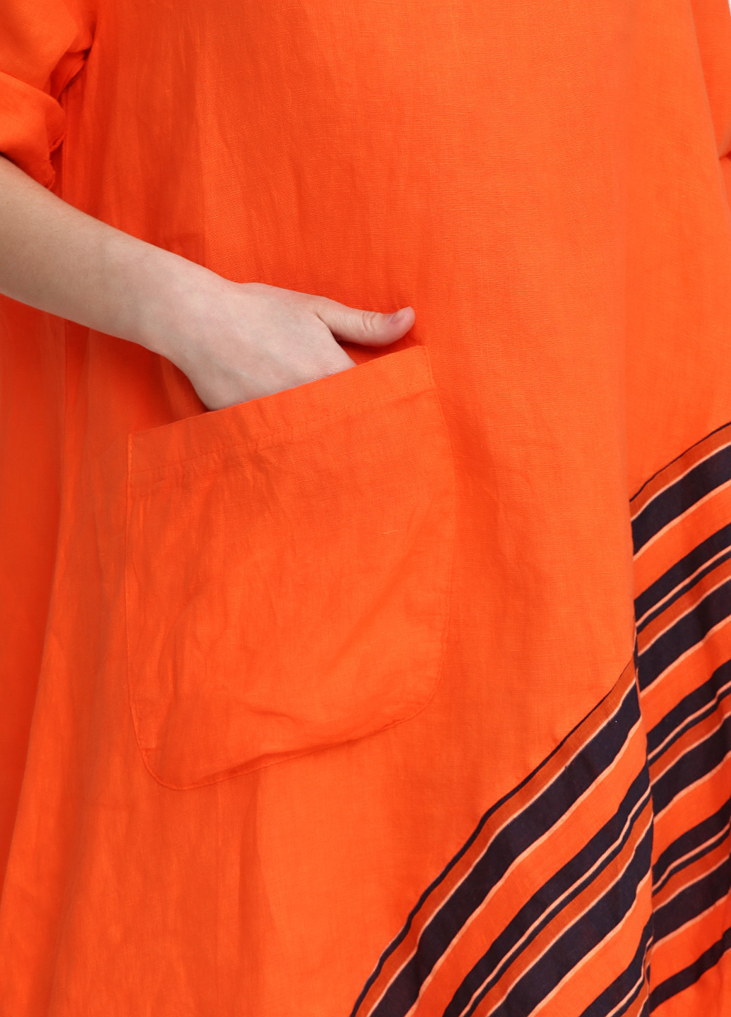 Оранжевое кэжуал платье Puro Lino в полоску