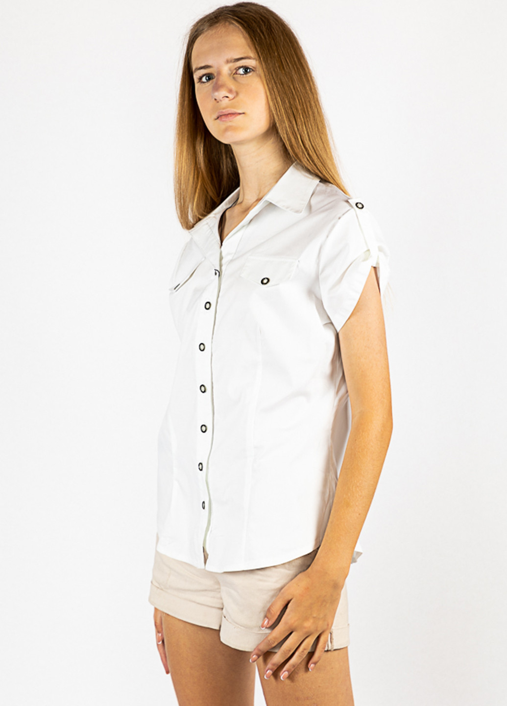 Белая кэжуал рубашка однотонная Time of Style