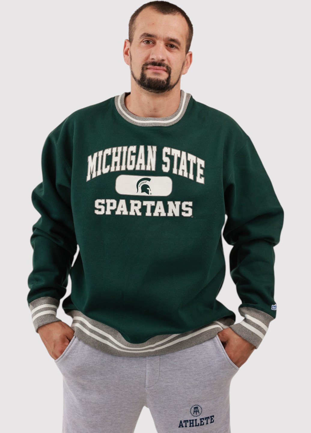 Темно-зеленый свитшот Blue 84 надпись без декора (361422092)