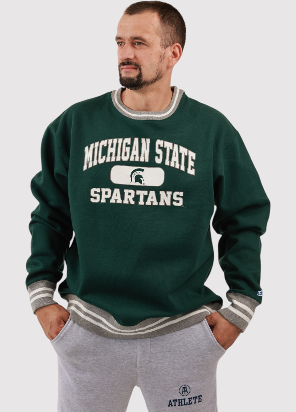 Темно-зеленый свитшот Blue 84 надпись без декора (361422092)