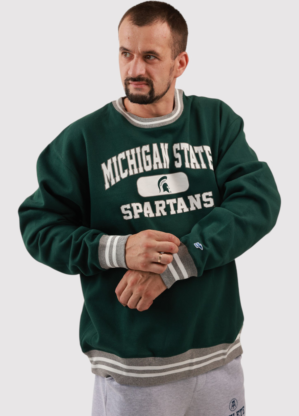 Темно-зеленый свитшот Blue 84 надпись без декора (361422092)