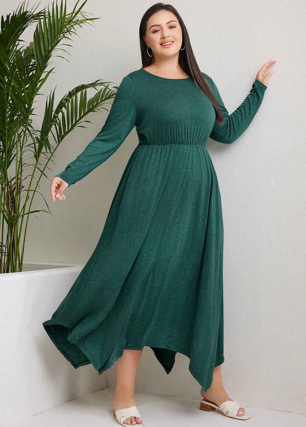 Зелена кежуал сукня кльош SHEIN меланжева