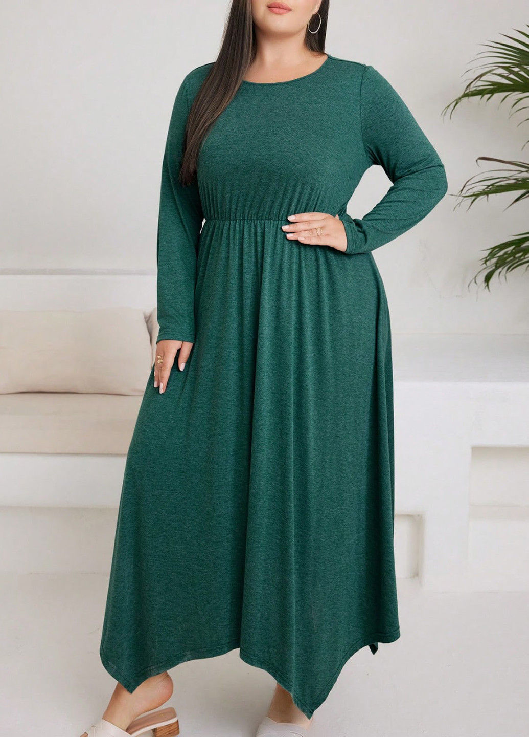 Зелена кежуал сукня кльош SHEIN меланжева