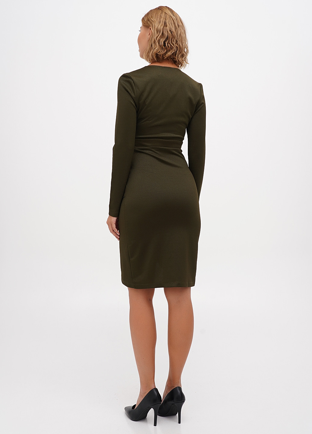 Оливкова кежуал сукня Sassofono однотонна